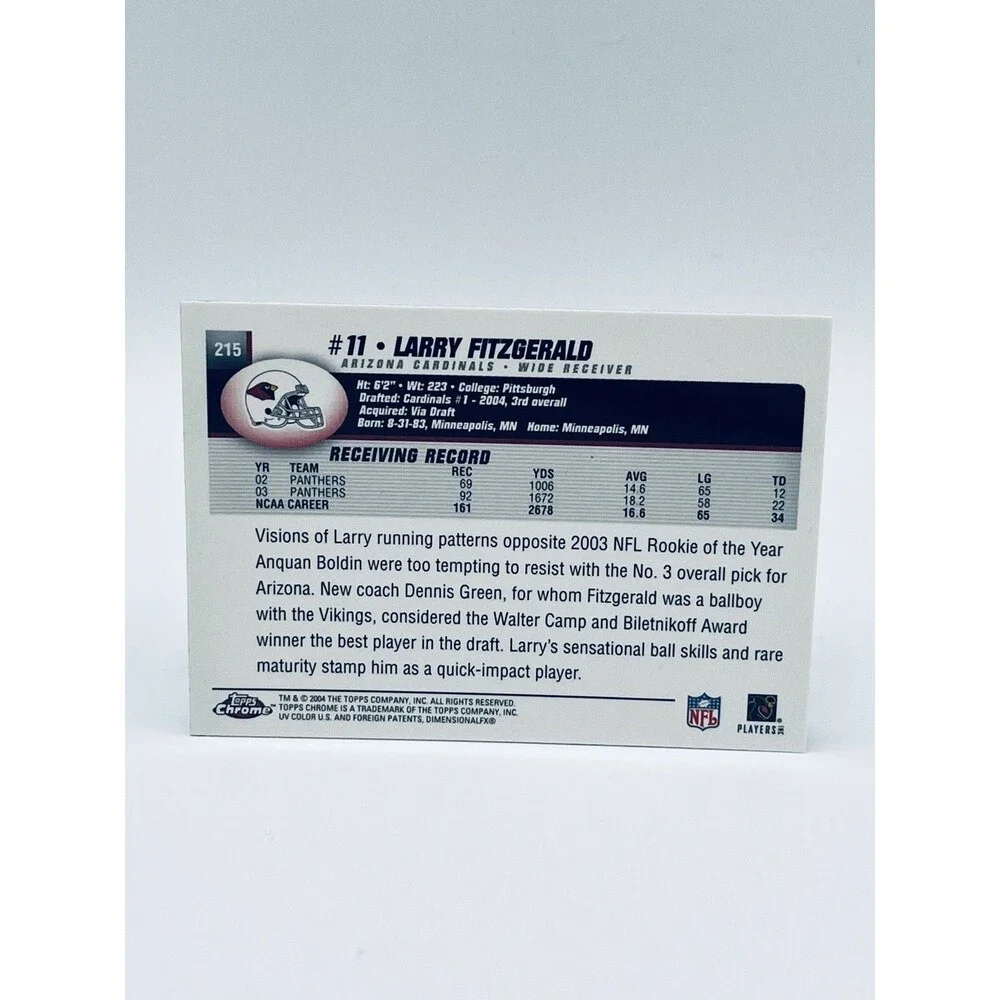 Topps 2004 Topps Chrome Larry Fitzgerald Rookie RC #215 Arizona Cardinals
